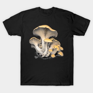 Fall Harvest: Chanterelle Mushrooms on a Dark Background T-Shirt